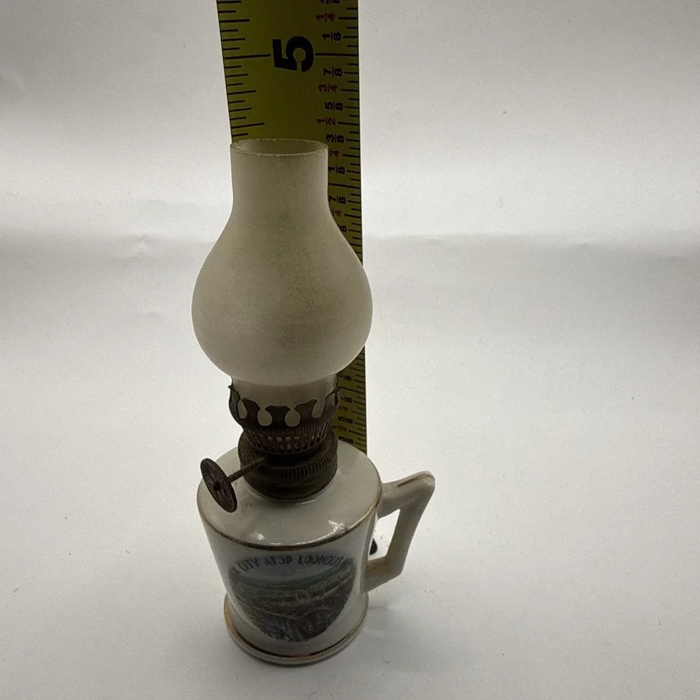Vintage Rock City Atop Lookout MT Souvenir Miniature Oil Lamp
